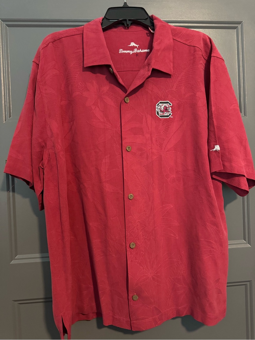 Tommy Bahama Red Short-Sleeve Camp Shirt with USC logo